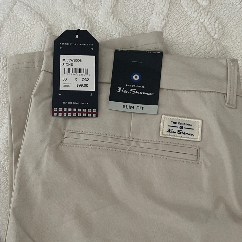 Ben Sherman Slim Fit Chinos - Light Beige